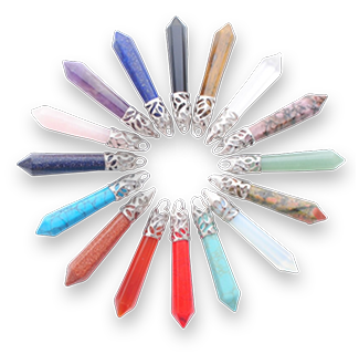 Natural Hexagonal Pointed Reiki Chakra GemStones Pendants 12pcs