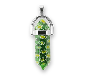 Natural Stone Hexagonal Quartz Crystal Chakra Pendant (Nature's Green)