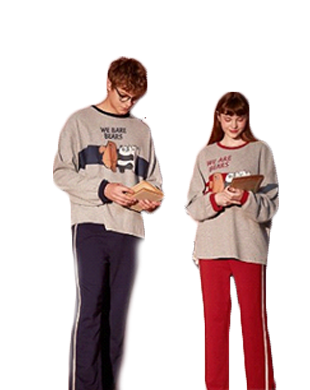 Gukoo The Shell We Bare Bear Autumn/Winter Cotton Couple Pajamas Set