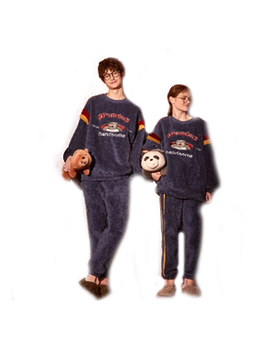 Gukoo The Shell We Bare Bear Winter Coral Fleece Couple Pajamas