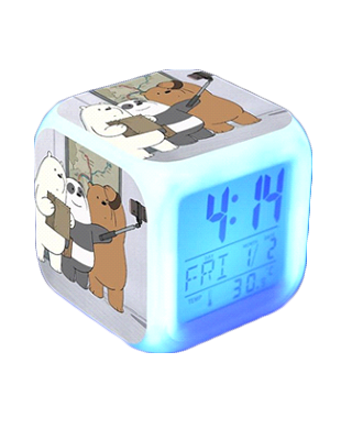 We Bare Bear Juguetes LED Colorful Touch Light Alarm Clock