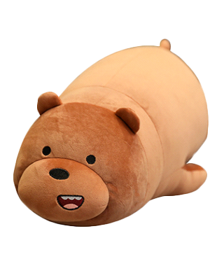 We Bare Bear Grizzly Laying Flat Plush Toy